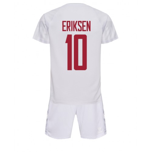 Dětský Fotbalový dres Dánsko Christian Eriksen #10 MS 2022 Venkovní Krátký Rukáv (+ trenýrky)